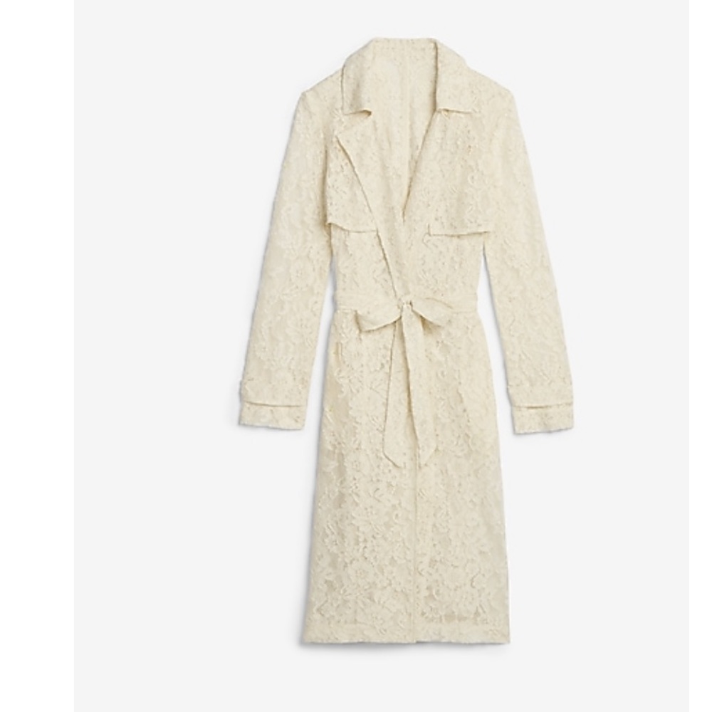 Floral lace trench coat